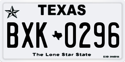 TX license plate BXK0296