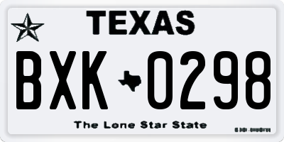 TX license plate BXK0298