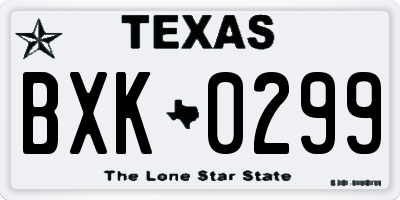 TX license plate BXK0299
