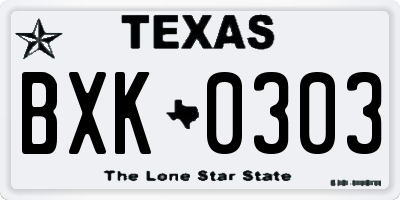 TX license plate BXK0303