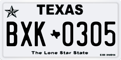 TX license plate BXK0305