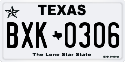 TX license plate BXK0306