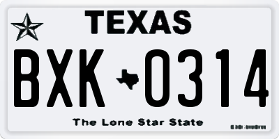 TX license plate BXK0314