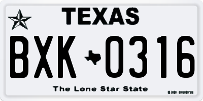 TX license plate BXK0316