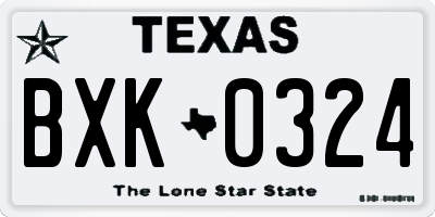 TX license plate BXK0324