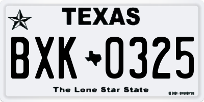 TX license plate BXK0325