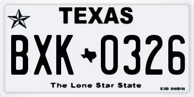 TX license plate BXK0326
