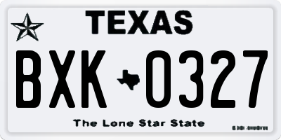 TX license plate BXK0327