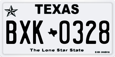 TX license plate BXK0328
