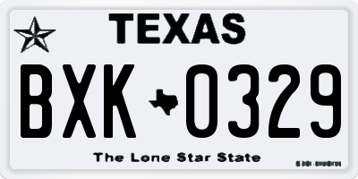 TX license plate BXK0329