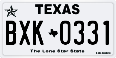 TX license plate BXK0331