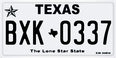 TX license plate BXK0337