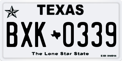 TX license plate BXK0339