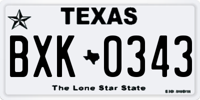 TX license plate BXK0343