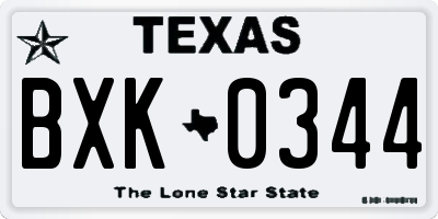 TX license plate BXK0344