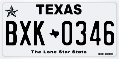 TX license plate BXK0346