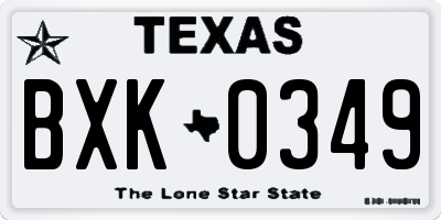 TX license plate BXK0349