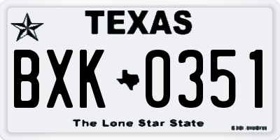 TX license plate BXK0351