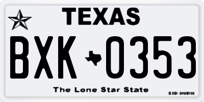 TX license plate BXK0353