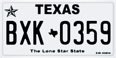 TX license plate BXK0359