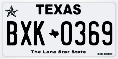 TX license plate BXK0369