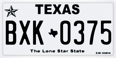 TX license plate BXK0375