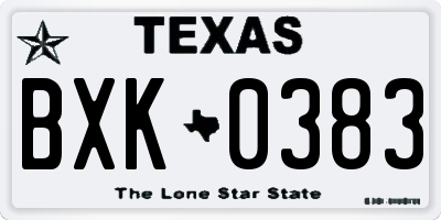 TX license plate BXK0383