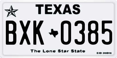 TX license plate BXK0385