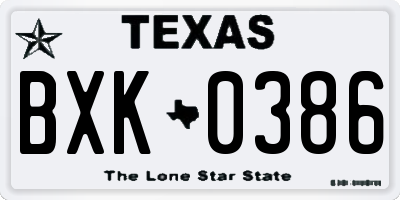 TX license plate BXK0386
