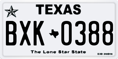TX license plate BXK0388