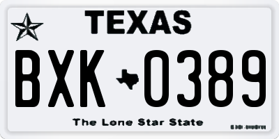 TX license plate BXK0389