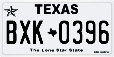 TX license plate BXK0396