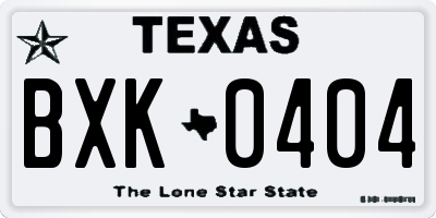 TX license plate BXK0404