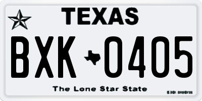 TX license plate BXK0405