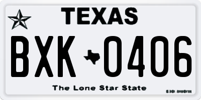 TX license plate BXK0406