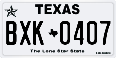 TX license plate BXK0407