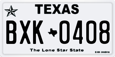 TX license plate BXK0408