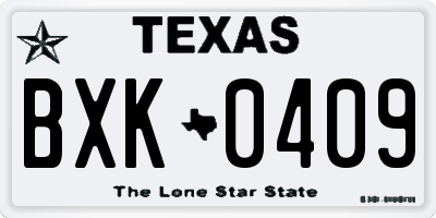 TX license plate BXK0409