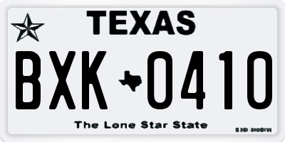 TX license plate BXK0410