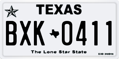 TX license plate BXK0411