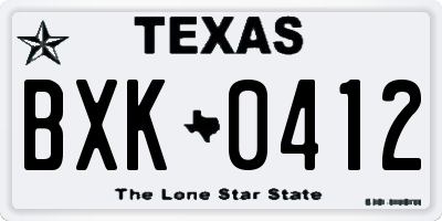 TX license plate BXK0412