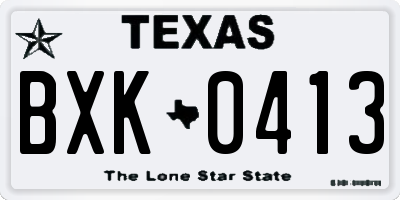 TX license plate BXK0413