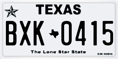 TX license plate BXK0415
