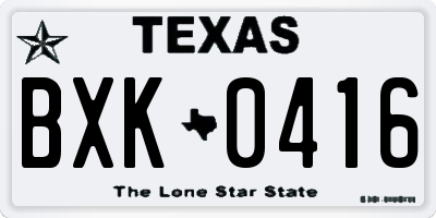 TX license plate BXK0416