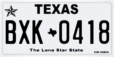 TX license plate BXK0418