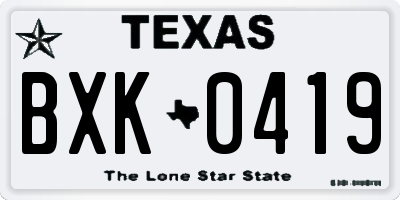 TX license plate BXK0419