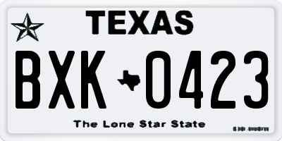 TX license plate BXK0423