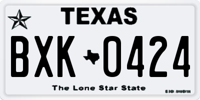 TX license plate BXK0424