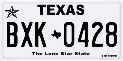 TX license plate BXK0428