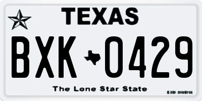 TX license plate BXK0429